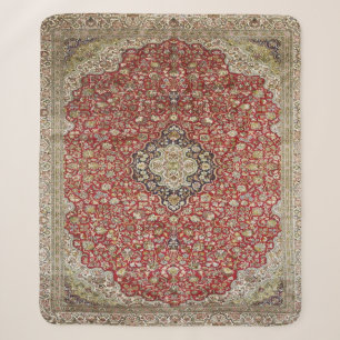 Red floral flower persian turkish pattern elegant sherpa blanket