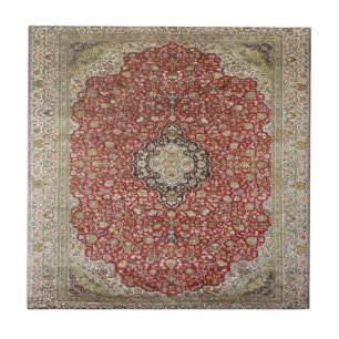 Red floral flower persian turkish pattern elegant tile