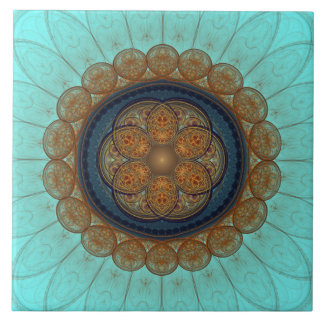 Red floral fractal ornament tile
