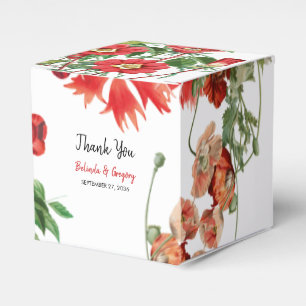 Red Floral Garden Botanical Flowers Wedding Favour Box