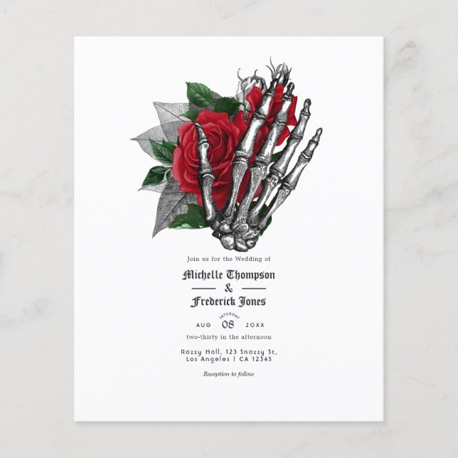 Red Floral Gothic Wedding Flyer (Front)
