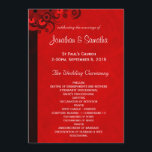 Red Floral Gothic Wedding Program Templates<br><div class="desc">© Sunny Mars Designs - Floral Hibiscus: Red on White Wedding Programs - Classy, pretty, trendy, stylish customisable custom printed wedding program template with white and red, crimson, burgundy, ruby or maroon swirly tropical hibiscus floral design against a customisable white background. Personalise it by adding your wedding party and wedding...</div>
