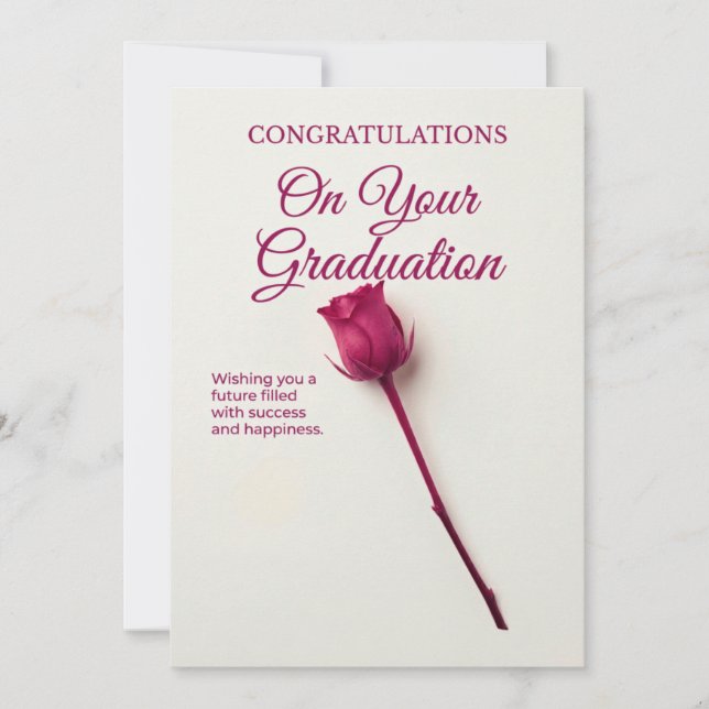Red Floral Graduation Card for Her (Front)