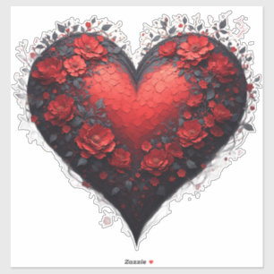Red Floral Heart Design With Blooming Flowers