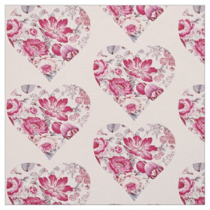 Red floral heart fabric