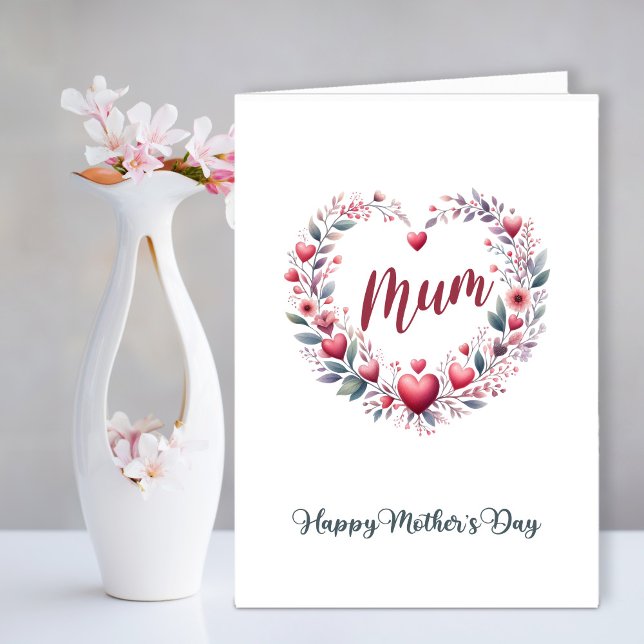 Red Floral Heart Mother's Day Holiday Card (Creator Uploaded)