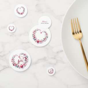 Red Floral Hearts Bridal Shower Confetti