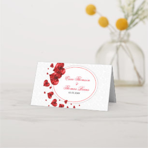 Red Floral Hearts Place Card