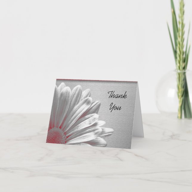 Red Floral Highlights Thank You Card (Front)