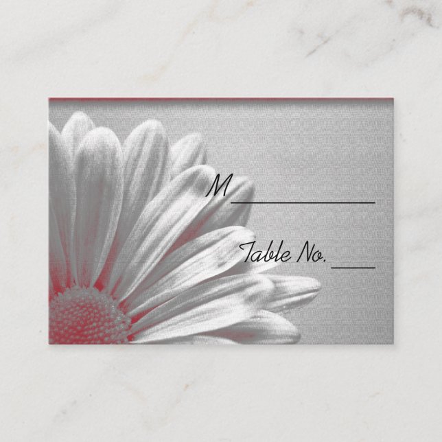 Red Floral Highlights Wedding Place Card (Front)