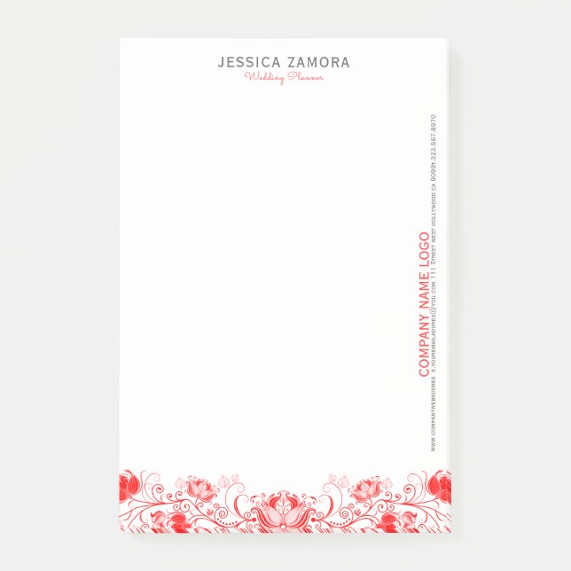 Red Floral Lace Post-it Notes (Front)