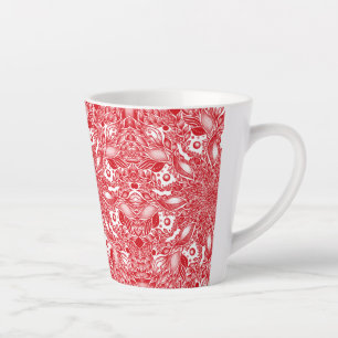 Red floral leaf design mug
