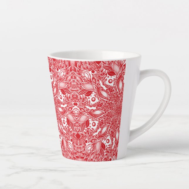 Red floral leaf design  mug (Right)