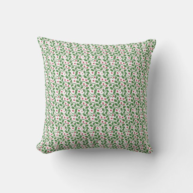 Red Floral Leaf Pattern, Dark Botanical Seamless  Cushion (Front)