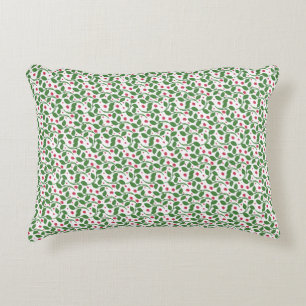 Red Floral Leaf Pattern, Dark Botanical Seamless Decorative Cushion