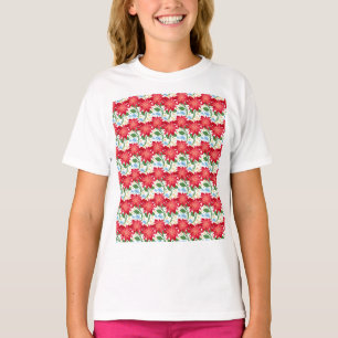 Red Floral Leaf Pattern, Dark Botanical Seamless T-Shirt