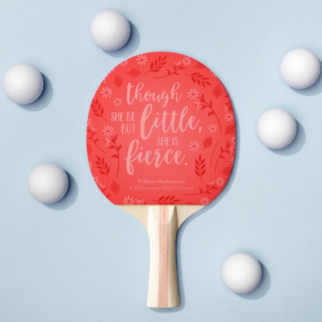 Red Floral Little But Fierce William Shakespeare Ping Pong Paddle (Creator Uploaded)