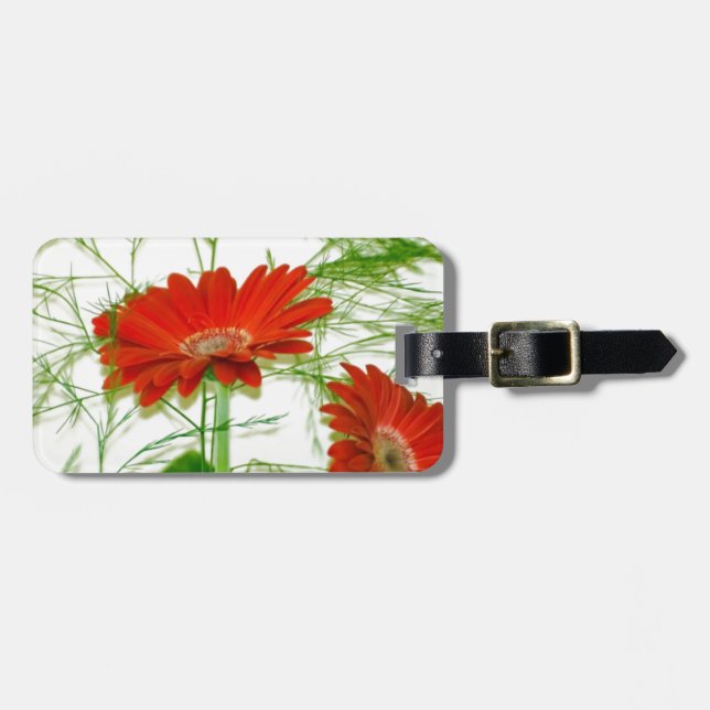 Red Floral Luggage Tag (Front Horizontal)