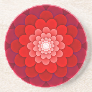 Red Floral Mandala-58566 Coaster