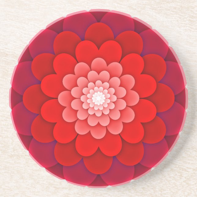 Red Floral Mandala-58566 Coaster (Front)