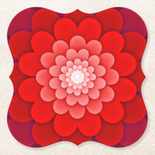 Red Floral Mandala-58566 Paper Coaster