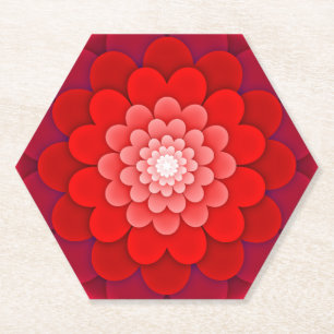 Red Floral Mandala-58566 Paper Coaster
