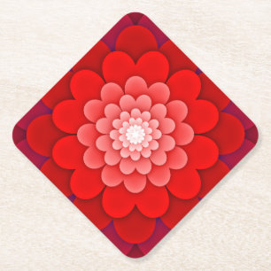 Red Floral Mandala-58566 Paper Coaster