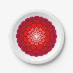 Red Floral Mandala-58566 Paper Plate