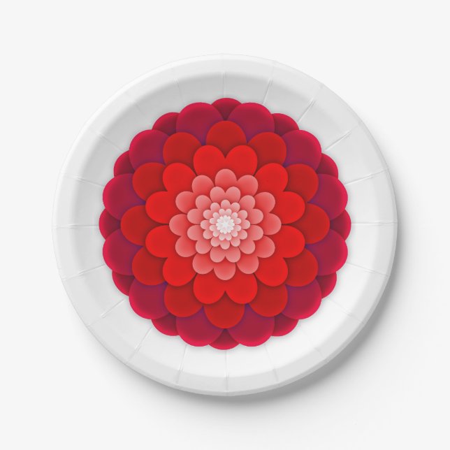 Red Floral Mandala-58566 Paper Plate (Front)