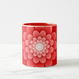 Red Floral Mandala-58566 Two-Tone Coffee Mug