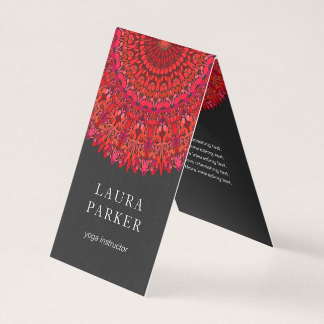 Red Floral Mandala Business Card (Front)