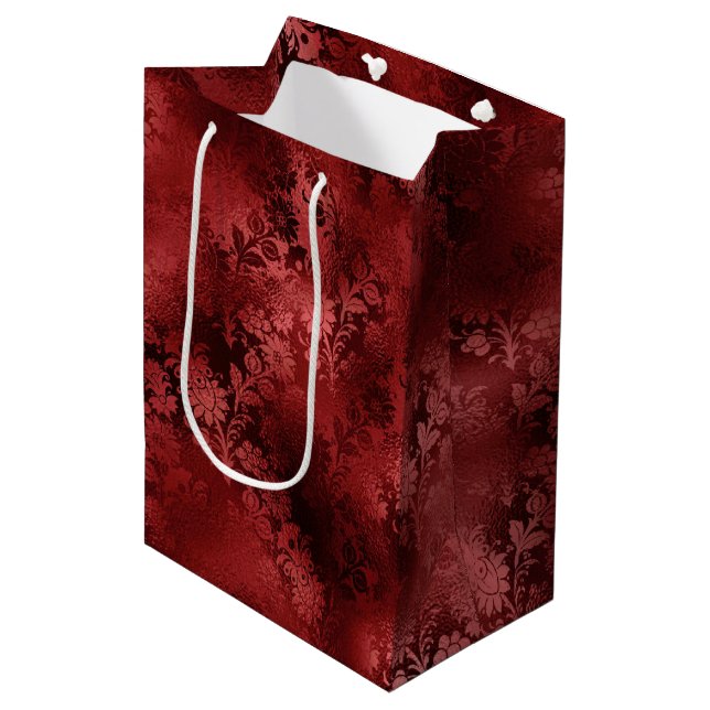 Red Floral Medium Gift Bag (Front Angled)