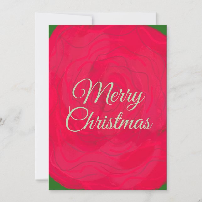 Red Floral Merry Christmas  Holiday Card (Front)