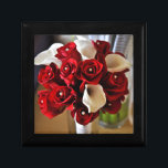 Red Floral Modern Elegant Flowers Gift Box<br><div class="desc">This beautiful Romantic Red Floral Modern Elegant Flowers with Gold Ball Accents and White Calla Lily  Flowers bouquet design has a matching collection in store.</div>