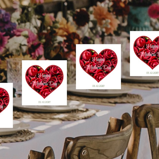 Red Floral Modern Elegant Happy Mothers Day Party Napkin (Creator Uploaded)