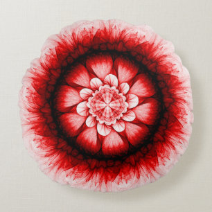 Red floral modern pattern round cushion