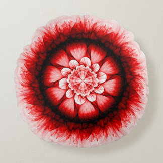 Red floral modern pattern round cushion