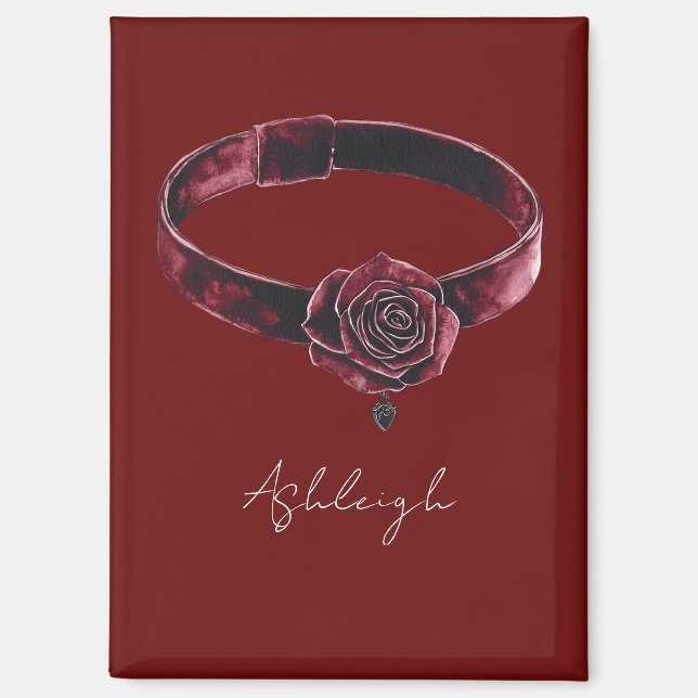 Red Floral Necklace Collar Magnet (Front)