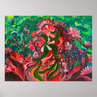 Red Floral - Om Canvas Painting Poster