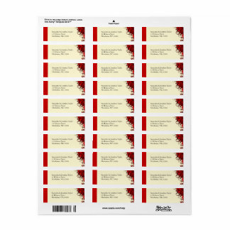 Red Floral on White Return Address Labels Favours