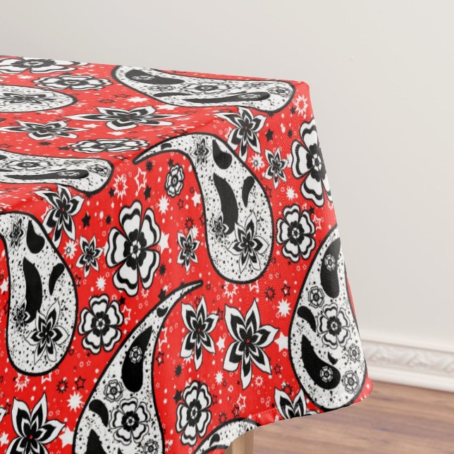 Red Floral Paisley Pattern Design  Tablecloth (Creator Uploaded)