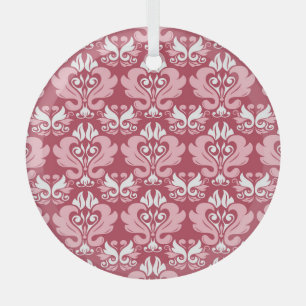 Red Floral: Pale Beige Seamless Glass Tree Decoration