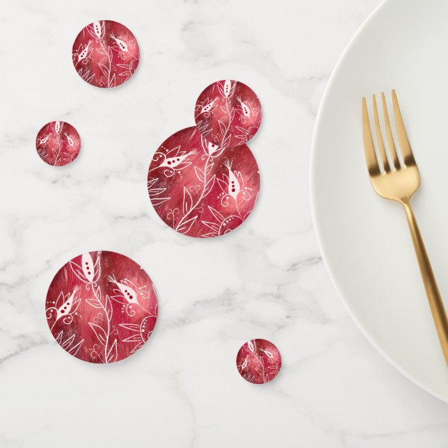 Red Floral Pattern Confetti (Group)