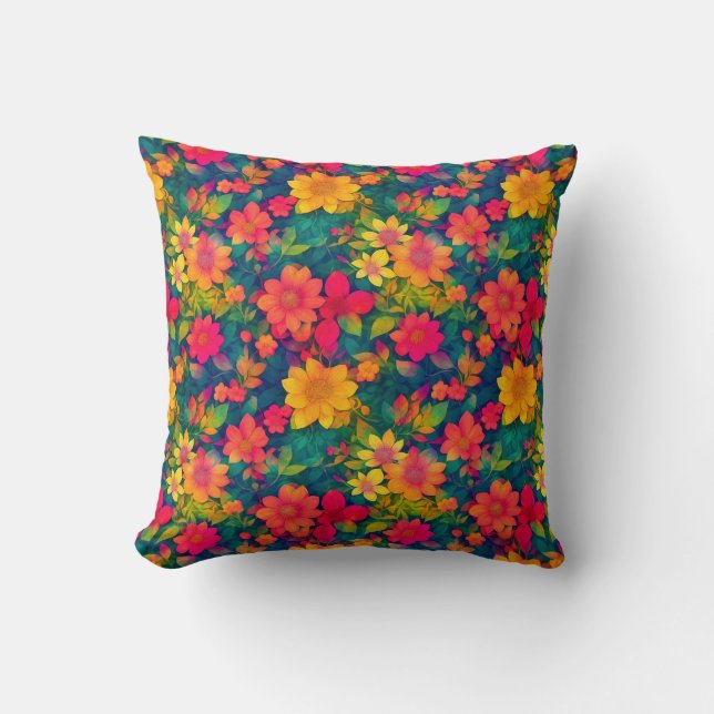 Red Floral Pattern Cushion (Front)