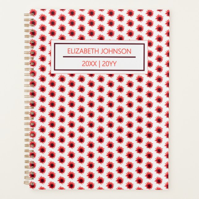 Red Floral Pattern Daily Planner (Front)