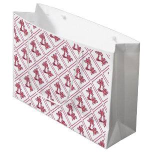 Red Floral Pattern Gift Bag