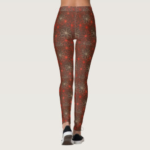 Red Floral Pattern Leggings
