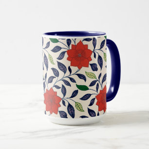 Red Floral Pattern Mug