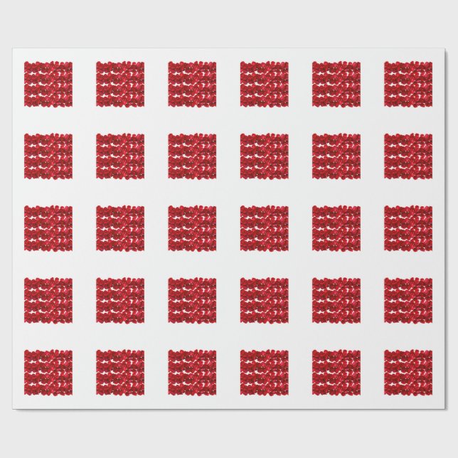 Red Floral Pattern Seamless Botanical Design Wrapping Paper (Flat)