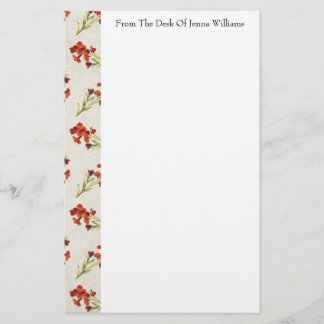 Red Floral Pattern Stationery